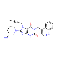 CC#CCn1c(N2CCC[C@@H](N)C2)nc2c1c(=O)n(Cc1ccnc3ccccc13)c(=O)n2C ZINC000114289326