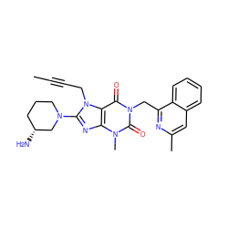 CC#CCn1c(N2CCC[C@@H](N)C2)nc2c1c(=O)n(Cc1nc(C)cc3ccccc13)c(=O)n2C ZINC000028825093