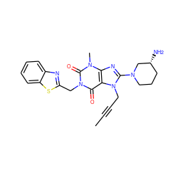 CC#CCn1c(N2CCC[C@@H](N)C2)nc2c1c(=O)n(Cc1nc3ccccc3s1)c(=O)n2C ZINC000210613039