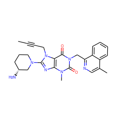 CC#CCn1c(N2CCC[C@@H](N)C2)nc2c1c(=O)n(Cc1ncc(C)c3ccccc13)c(=O)n2C ZINC000003820028