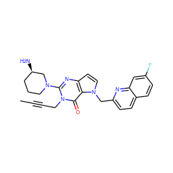 CC#CCn1c(N2CCC[C@@H](N)C2)nc2ccn(Cc3ccc4ccc(F)cc4n3)c2c1=O ZINC000095601825