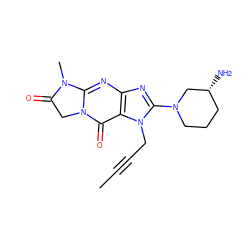 CC#CCn1c(N2CCC[C@@H](N)C2)nc2nc3n(c(=O)c21)CC(=O)N3C ZINC000147195228