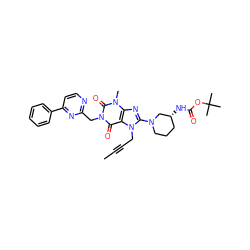 CC#CCn1c(N2CCC[C@@H](NC(=O)OC(C)(C)C)C2)nc2c1c(=O)n(Cc1nccc(-c3ccccc3)n1)c(=O)n2C ZINC000145333369