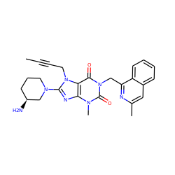 CC#CCn1c(N2CCC[C@H](N)C2)nc2c1c(=O)n(Cc1nc(C)cc3ccccc13)c(=O)n2C ZINC000029045350