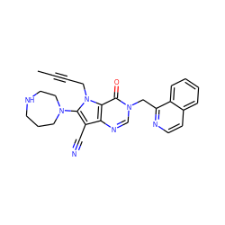 CC#CCn1c(N2CCCNCC2)c(C#N)c2ncn(Cc3nccc4ccccc34)c(=O)c21 ZINC000073280675