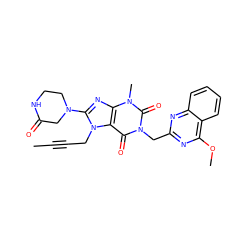 CC#CCn1c(N2CCNC(=O)C2)nc2c1c(=O)n(Cc1nc(OC)c3ccccc3n1)c(=O)n2C ZINC000473249059