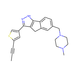 CC#Cc1cc(-c2n[nH]c3c2Cc2cc(CN4CCN(C)CC4)ccc2-3)cs1 ZINC000028641575