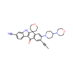 CC#Cc1cc2c(cc1N1CCC(N3CCOCC3)CC1)C1(CCOCC1)c1[nH]c3cc(C#N)ccc3c1C2=O ZINC000114802094