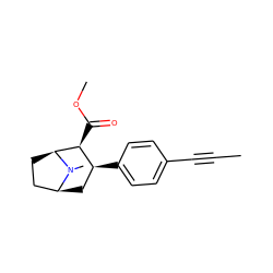 CC#Cc1ccc([C@H]2C[C@H]3CC[C@@H]([C@H]2C(=O)OC)N3C)cc1 ZINC000027310743