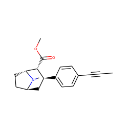 CC#Cc1ccc([C@H]2C[C@H]3CC[C@H]([C@@H]2C(=O)OC)N3C)cc1 ZINC000100921409