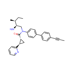 CC#Cc1ccc(-c2ccc(N(C[C@@H](N)[C@@H](C)CC)C(=O)[C@@H]3C[C@H]3c3ccccn3)cc2)cc1 ZINC000072316699