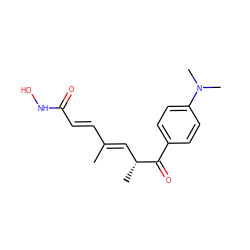 CC(/C=C/C(=O)NO)=C\[C@@H](C)C(=O)c1ccc(N(C)C)cc1 ZINC000100014731