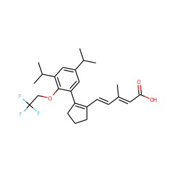 CC(/C=C/C1=C(c2cc(C(C)C)cc(C(C)C)c2OCC(F)(F)F)CCC1)=C\C(=O)O ZINC000013527169