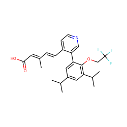 CC(/C=C/c1ccncc1-c1cc(C(C)C)cc(C(C)C)c1OCC(F)(F)F)=C\C(=O)O ZINC000013527161