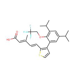 CC(/C=C/c1sccc1-c1cc(C(C)C)cc(C(C)C)c1OCC(F)(F)F)=C\C(=O)O ZINC000013527165