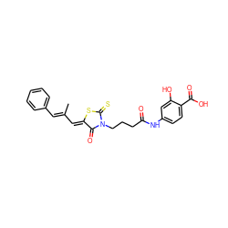 CC(/C=C1\SC(=S)N(CCCC(=O)Nc2ccc(C(=O)O)c(O)c2)C1=O)=C\c1ccccc1 ZINC000012342799