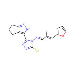 CC(/C=N/n1c(S)nnc1-c1[nH]nc2c1CCC2)=C\c1ccco1 ZINC000009411253