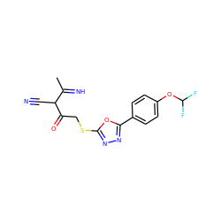 CC(=N)C(C#N)C(=O)CSc1nnc(-c2ccc(OC(F)F)cc2)o1 ZINC000101875489