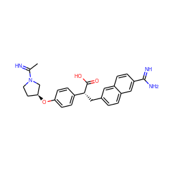 CC(=N)N1CC[C@H](Oc2ccc([C@@H](Cc3ccc4cc(C(=N)N)ccc4c3)C(=O)O)cc2)C1 ZINC000013558700