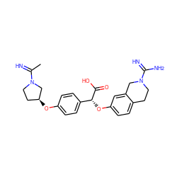 CC(=N)N1CC[C@H](Oc2ccc([C@@H](Oc3ccc4c(c3)CN(C(=N)N)CC4)C(=O)O)cc2)C1 ZINC000013782216