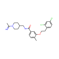 CC(=N)N1CCC(CNC(=O)c2ccc(C)c(OCCc3ccc(Cl)cc3Cl)c2)CC1 ZINC000003976681