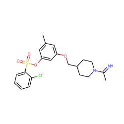 CC(=N)N1CCC(COc2cc(C)cc(OS(=O)(=O)c3ccccc3Cl)c2)CC1 ZINC000027981281