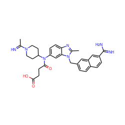 CC(=N)N1CCC(N(C(=O)CCC(=O)O)c2ccc3nc(C)n(Cc4ccc5ccc(C(=N)N)cc5c4)c3c2)CC1 ZINC000028013037