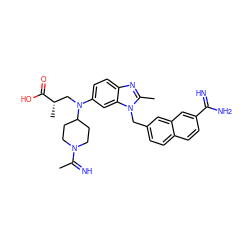 CC(=N)N1CCC(N(C[C@H](C)C(=O)O)c2ccc3nc(C)n(Cc4ccc5ccc(C(=N)N)cc5c4)c3c2)CC1 ZINC000028086032