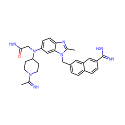 CC(=N)N1CCC(N(CC(N)=O)c2ccc3nc(C)n(Cc4ccc5ccc(C(=N)N)cc5c4)c3c2)CC1 ZINC000028017016