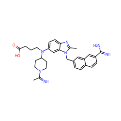 CC(=N)N1CCC(N(CCCC(=O)O)c2ccc3nc(C)n(Cc4ccc5ccc(C(=N)N)cc5c4)c3c2)CC1 ZINC000028022562