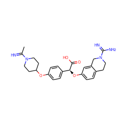 CC(=N)N1CCC(Oc2ccc([C@H](Oc3ccc4c(c3)CN(C(=N)N)CC4)C(=O)O)cc2)CC1 ZINC000003916076