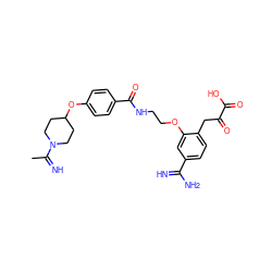 CC(=N)N1CCC(Oc2ccc(C(=O)NCCOc3cc(C(=N)N)ccc3CC(=O)C(=O)O)cc2)CC1 ZINC000013518266