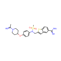 CC(=N)N1CCC(Oc2ccc(N(Cc3cc4cc(C(=N)N)ccc4s3)S(C)(=O)=O)cc2)CC1 ZINC000013487638