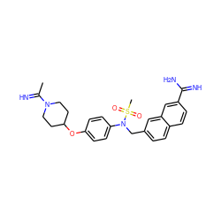 CC(=N)N1CCC(Oc2ccc(N(Cc3ccc4ccc(C(=N)N)cc4c3)S(C)(=O)=O)cc2)CC1 ZINC000013487637