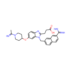 CC(=N)N1CCC(Oc2ccc3nc(CCC(=O)O)n(Cc4ccc5ccc(C(=N)N)cc5c4)c3c2)CC1 ZINC000028091378