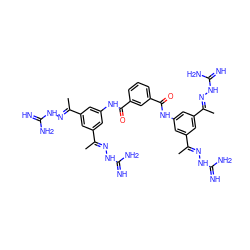 CC(=NNC(=N)N)c1cc(NC(=O)c2cccc(C(=O)Nc3cc(C(C)=NNC(=N)N)cc(C(C)=NNC(=N)N)c3)c2)cc(C(C)=NNC(=N)N)c1 ZINC000299815999