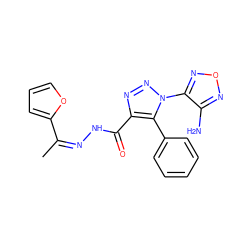 CC(=NNC(=O)c1nnn(-c2nonc2N)c1-c1ccccc1)c1ccco1 ZINC000254128364