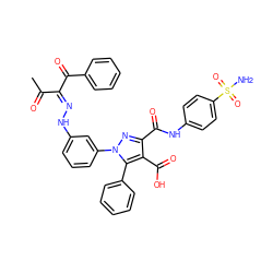 CC(=O)/C(=N\Nc1cccc(-n2nc(C(=O)Nc3ccc(S(N)(=O)=O)cc3)c(C(=O)O)c2-c2ccccc2)c1)C(=O)c1ccccc1 ZINC000095598045