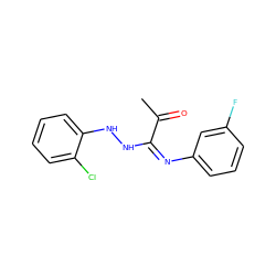 CC(=O)/C(=N\c1cccc(F)c1)NNc1ccccc1Cl ZINC000003972209