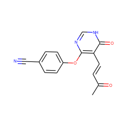 CC(=O)/C=C/c1c(Oc2ccc(C#N)cc2)nc[nH]c1=O ZINC000072177909