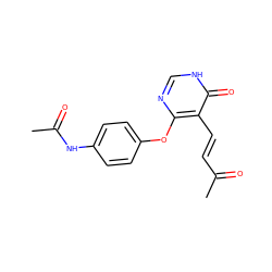 CC(=O)/C=C/c1c(Oc2ccc(NC(C)=O)cc2)nc[nH]c1=O ZINC000072175305