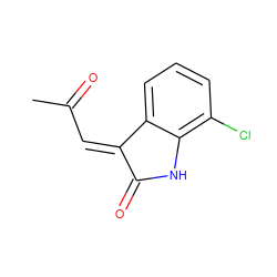 CC(=O)/C=C1/C(=O)Nc2c(Cl)cccc21 ZINC000071418557