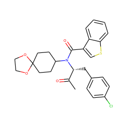 CC(=O)[C@@H](Cc1ccc(Cl)cc1)N(C(=O)c1csc2ccccc12)C1CCC2(CC1)OCCO2 ZINC000040875598