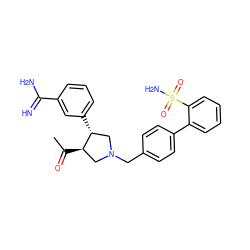 CC(=O)[C@@H]1CN(Cc2ccc(-c3ccccc3S(N)(=O)=O)cc2)C[C@H]1c1cccc(C(=N)N)c1 ZINC000028223070