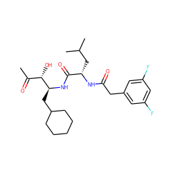 CC(=O)[C@H](O)[C@H](CC1CCCCC1)NC(=O)[C@H](CC(C)C)NC(=O)Cc1cc(F)cc(F)c1 ZINC000013488670