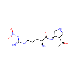 CC(=O)[C@H]1CNC[C@@H]1NC(=O)[C@@H](N)CCCNC(=N)N[N+](=O)[O-] ZINC000040933451