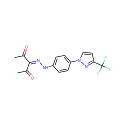 CC(=O)C(=NNc1ccc(-n2ccc(C(F)(F)F)n2)cc1)C(C)=O ZINC000000117396