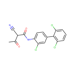 CC(=O)C(C#N)C(=O)Nc1ccc(-c2c(Cl)cccc2Cl)cc1Cl ZINC000100420284