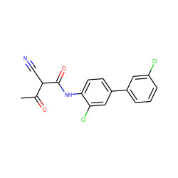 CC(=O)C(C#N)C(=O)Nc1ccc(-c2cccc(Cl)c2)cc1Cl ZINC000100420289