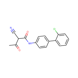 CC(=O)C(C#N)C(=O)Nc1ccc(-c2ccccc2Cl)cc1 ZINC000100420317